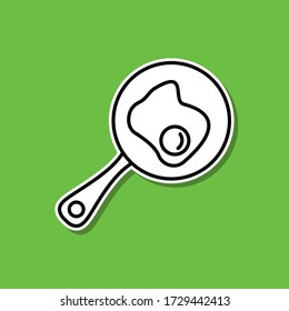 Fried eggs in a frying pan sticker icon. Simple thin line, outline vector of food and drink icons for ui and ux, website or mobile application