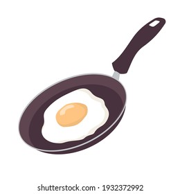Fried eggs in a frying pan. Vector, white background, isolated.