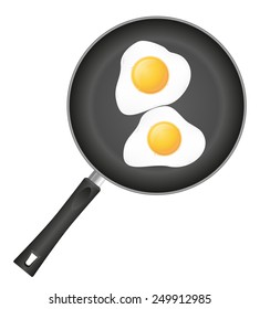 fried eggs in a frying pan vector illustration isolated on white background