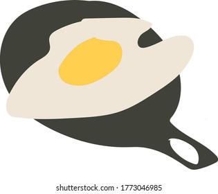 Fried eggs in a frying pan-abstract modern print for clothing or printing printing. Vector illustration