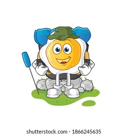 fried eggs go camping mascot. cartoon vector