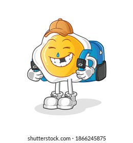 fried eggs goes to school vector. cartoon character