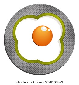 Fried eggs with green paprika. Fried eggs with pepper. Vector illustration. Eps 10