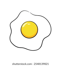 Fried eggs hand-painted isolated on a white background. Illustration of a healthy breakfast. Fried egg icon, an element for decorating the menu, decoration, labels. Protein meal in the morning.