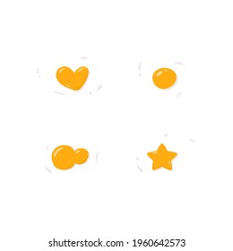 Fried eggs in heart shape top view