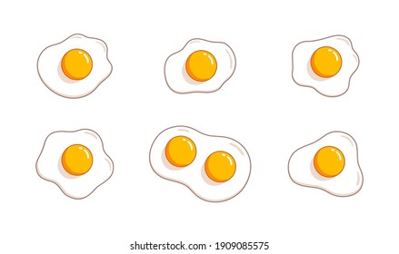 Fried eggs. Helthy breakfast. Cartoon egg flat trendy design. Vector illustration isolated on white background