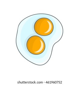Fried eggs icon in cartoon style isolated on white background