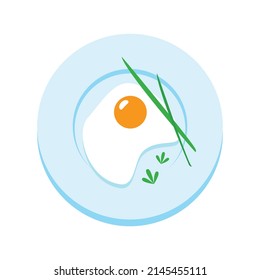 Icono de huevos fritos. Ilustración plana de huevos fritos sobre un plato aislado en un fondo blanco. El concepto de desayuno. Vector 10 EPS.