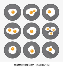 fried eggs icon set