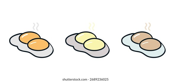 Fried Eggs Icon Set: Sunny Side Up Vector Graphics