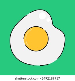 Fried Eggs Illustration Flat Design Isolated on Green Background