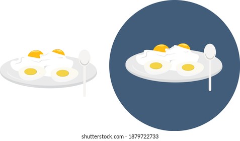 Fried eggs ,illustration, vector on white background.