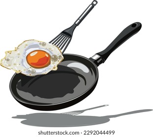 fried eggs isolated on white background food cooking image object design