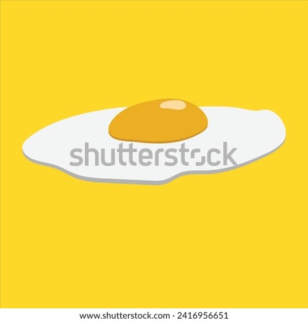 Fried eggs isolated on yellow background. Side fried egg icon. Closeup of fried egg
