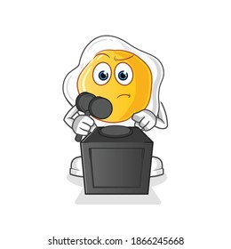 fried eggs judge holds gavel illustration. character vector