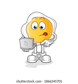 fried eggs with laptop mascot. cartoon vector
