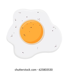 Fried eggs, omelet in cartoon flat style. Tasty breakfast.