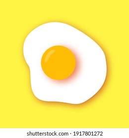 Fried Eggs. Omelet papercut style. Farm products. Fast food. Natural product. yellow background.