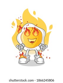 fried eggs on fire mascot. cartoon vector