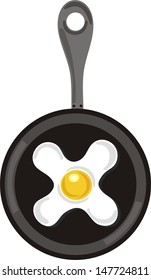 Fried eggs on a frying pan vector illustration