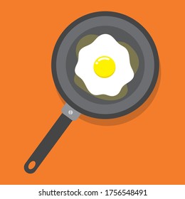 Eier auf einer Bratpfanne. Flache Vektorgrafik
