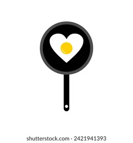 Fried eggs on frying pan. Isometric vector illustration. Isolated on white background