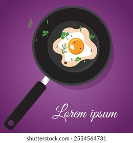 Fried eggs on frying pan icon.Kitchen utensils for cooking food.isolated on Gredient  background.Vector illustration Eps 10,The ingredients for a fried egg typically include egg,salt ,parslay,chilli 
