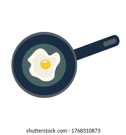 Fried Eggs On Pan Vector Illustration Top View, Flat Style Scrambled Egg, Omelette, Cartoon Omelet Isolated On White