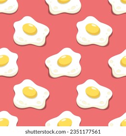 Fried eier auf rotem Hintergrund, Vektorgrafik nahtlos. Beste für Textilien, Wallpaper, Hausdekoration, Verpackungspapier, Paket und Ihr Design.