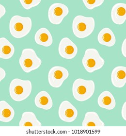 Reife Eier auf türkisem Hintergrund - nahtloses Muster. Mein Frühstück. Vektor handgezeichnete Illustration nahtlos Muster.