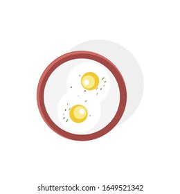 Fried Eggs on white background. Vector illustration in trendy flat style. EPS 10.