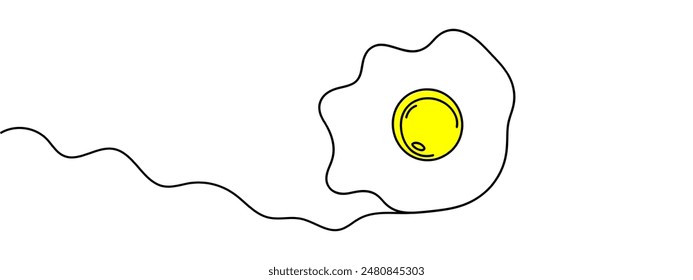 Huevos fritos en una línea. Ilustración vectorial. Fondo de dibujo de una línea. Dibujo en línea continua de huevos fritos. Icono lineal de huevos fritos.