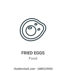 Das Symbol für die Vektorillustration der frittierten Eier ist umrissen. Dünnline-Symbol für schwarzfrittierte Eier, einfache Vektorillustration aus bearbeitbarem Lebensmittelkonzept einzeln auf weißem Hintergrund