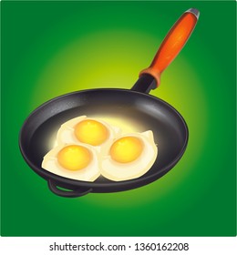 fried eggs in a pan