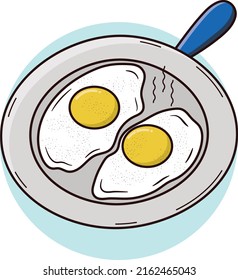 Fried eggs in a pan vector illustration
