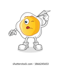 fried eggs with paper plane character. cartoon mascot vector