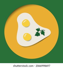 Fried eggs with parsley vector drawing