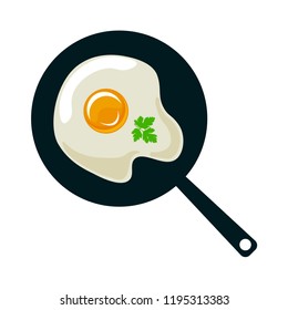 fried eggs with parsley. vector illustration. flat style