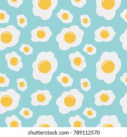 Fried eggs pattern background. Vector Illustration