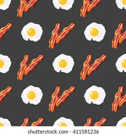 Fried eggs pattern colorful with bacon