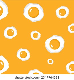 Fried Eggs Pattern. Vector Seamless Fried Eggs Pattern or Wallpaper