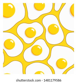 Fried eggs pattern with yellow backgrounds.