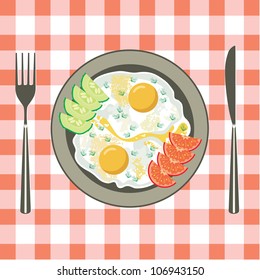 Fried eggs in a plate. vector