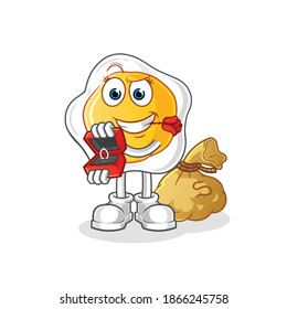 fried eggs propose and holding ring character. cartoon mascot vector