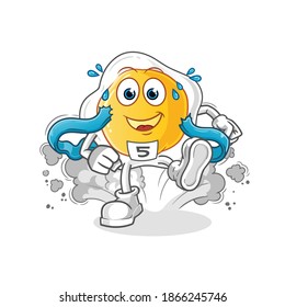 fried eggs runner character. cartoon mascot vector