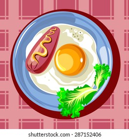 The fried eggs with sausage