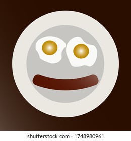 Fried eggs with sausage on a plate
