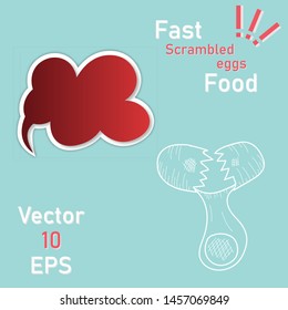 Fried eggs. Scrambled egg. Breakfast serving. Cooked omelette. Isolated background. EPS10 vector illustration.