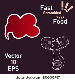 Fried eggs. Scrambled egg. Breakfast serving. Cooked omelette. Isolated background. EPS10 vector illustration.