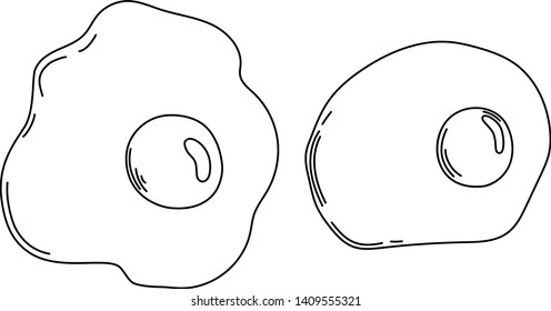 fried eggs, scrambled eggs. hand drawn vector